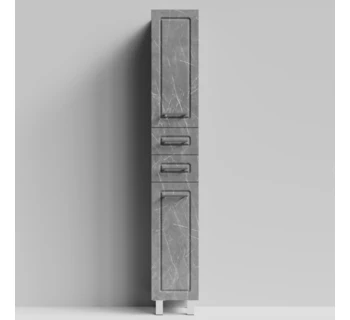 Шкаф-пенал напольный Vod-ok Арабеска 30 цвет мрамор серый софт тач с бельевой корзиной правый