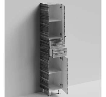 Шкаф-пенал напольный Vod-ok Арабеска 35 цвет лиственница структурная контрастно-серая правый
