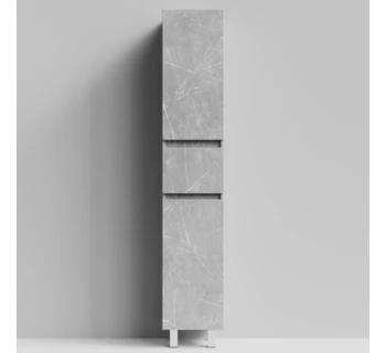 Шкаф-пенал напольный Vod-ok Бест 35 цвет мрамор белый софт тач правый