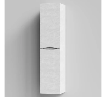Шкаф-пенал подвесной Vod-ok Лайт 35 цвет белый камень с бельевой корзиной правый