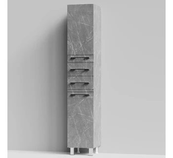 Шкаф-пенал напольный Vod-ok Мальта 35 цвет мрамор серый софт тач правый