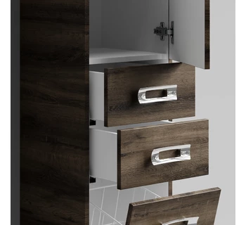 Шкаф-пенал напольный Vod-ok Орландо 35 цвет дуб крымский коричневый с бельевой корзиной правый
