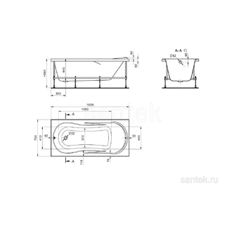 Акриловая ванна Santek Каледония 160х75 1WH302388