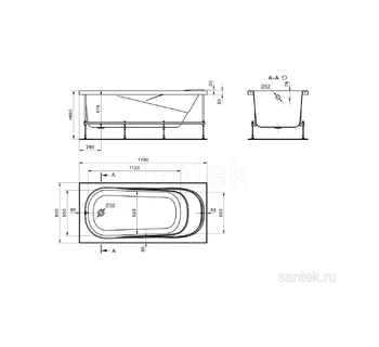 Акриловая ванна Santek Касабланка XL 170х80 1WH302441