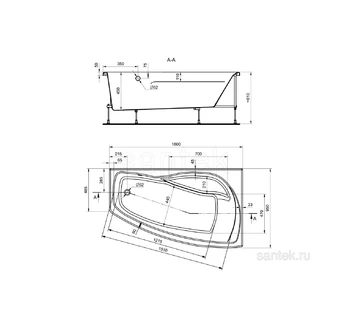 Акриловая ванна Santek Майорка XL 160х95 правая 1WH111990