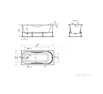 Акриловая ванна Santek Тенерифе 160х70 1WH302357