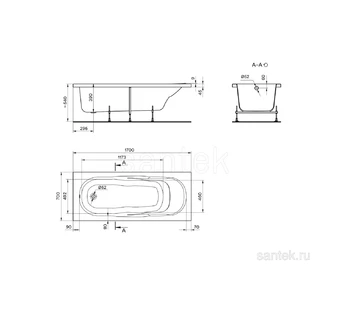 Акриловая ванна Santek Касабланка М 170х70 1WH501531