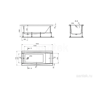 Акриловая ванна Santek Санторини 150х70 1WH302497