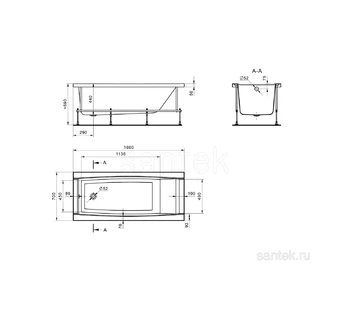 Акриловая ванна Santek Санторини 160х70 1WH302494