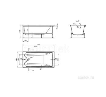 Акриловая ванна Santek Фиджи 150х75 1WH501598