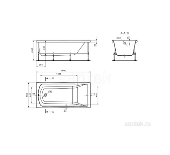 Акриловая ванна Santek Фиджи 160х75 1WH501597