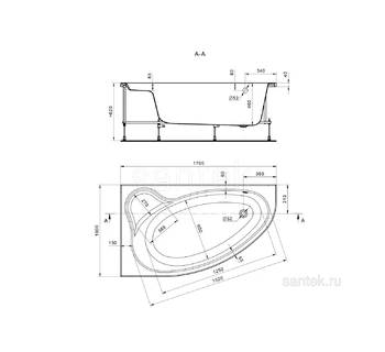 Акриловая ванна Santek Эдера 170х100 левая асимметричная 1WH501662