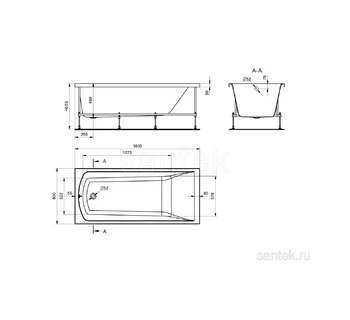 Акриловая ванна Santek Фиджи 180х80 1WH501706