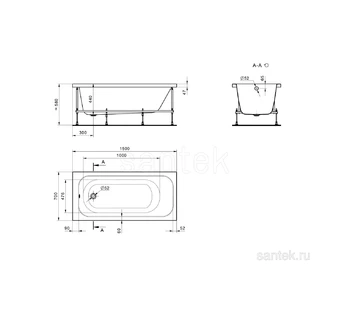 Акриловая ванна Santek Ламма 150х70 1WH501746