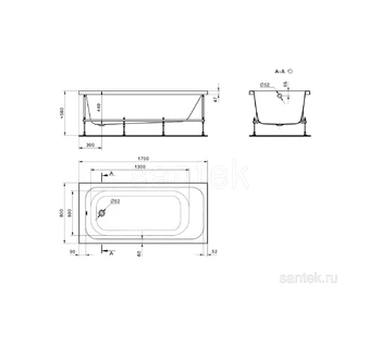 Акриловая ванна Santek Ламма 170х80 1WH501763