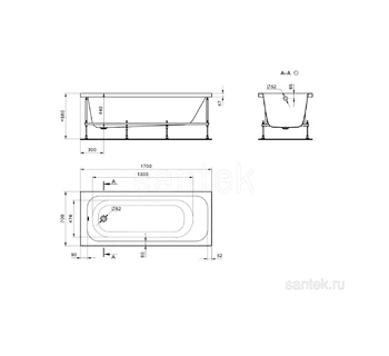 Акриловая ванна Santek Ламма 170х70 1WH501747