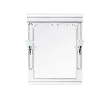 Зеркало Vod-ok Мариэль 75 патина серебро белое со светильником
