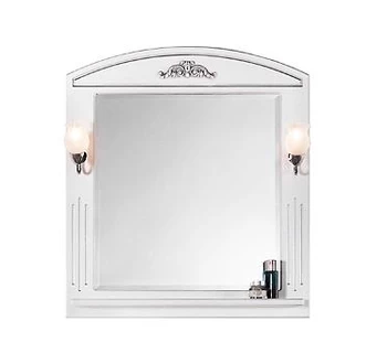 Зеркало Vod-ok Белладжио 75 белое со светильником патина серебро левое