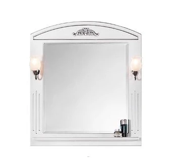 Зеркало Vod-ok Белладжио 75 белое со светильником патина серебро правое