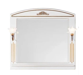 Зеркало Vod-ok Кармен 105 белое со светильником патина золото