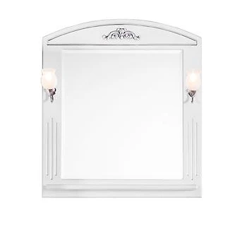 Зеркало Vod-ok Кармен 105 белое со светильником патина серебро