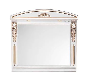 Зеркало Vod-ok Версаль 95 белое со светильником патина золото