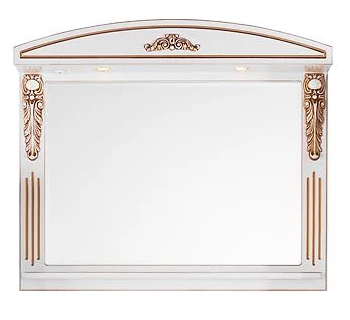 Зеркало Vod-ok Версаль 105 белое со светильником патина золото