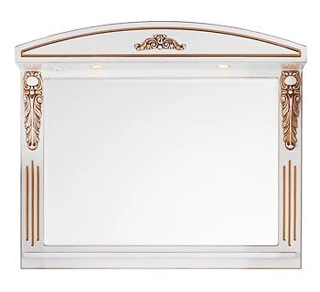 Зеркало Vod-ok Версаль 120 белое со светильником патина золото