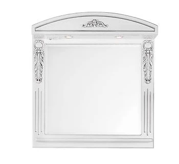 Зеркало Vod-ok Версаль 95 белое со светильником патина серебро