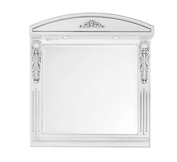 Зеркало Vod-ok Версаль 105 белое со светильником патина серебро
