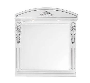 Зеркало Vod-ok Версаль 120 белое со светильником патина серебро