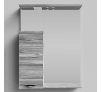 Шкаф-зеркало Vod-ok Марко 60 ручки Хром цвет лиственница структурная контрастно-серая левый