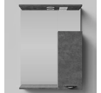 Шкаф-зеркало Vod-ok Марко 60 ручки Хром цвет серый камень правый
