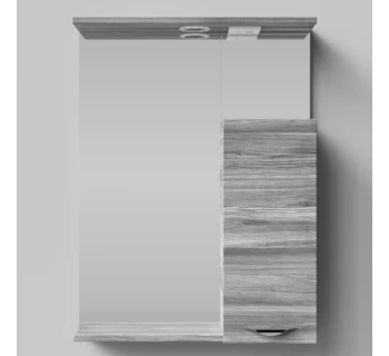 Шкаф-зеркало Vod-ok Марко 60 ручки Хром цвет лиственница структурная контрастно-серая правый