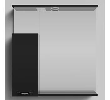 Шкаф-зеркало Vod-ok Марко 75 ручки Хром цвет черный глянец левый