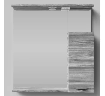 Шкаф-зеркало Vod-ok Марко 75 ручки Хром цвет лиственница структурная контрастно-серая правый