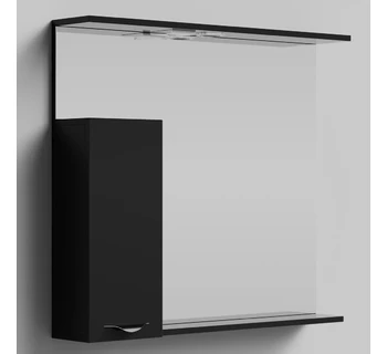 Шкаф-зеркало Vod-ok Марко 90 ручки Хром цвет черный глянец левый