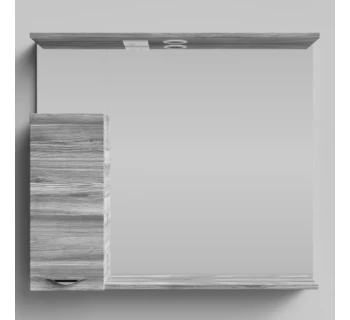 Шкаф-зеркало Vod-ok Марко 90 ручки Хром цвет лиственница структурная контрастно-серая левый