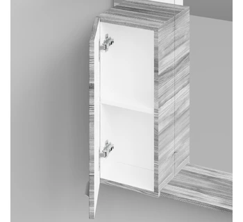Шкаф-зеркало Vod-ok Марко 90 ручки Хром цвет лиственница структурная контрастно-серая левый