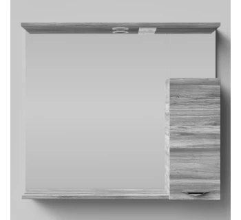 Шкаф-зеркало Vod-ok Марко 90 ручки Хром цвет лиственница структурная контрастно-серая правый