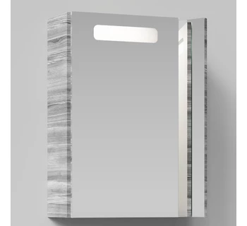 Шкаф-зеркало Vod-ok Мальта 60 цвет лиственница структурная контрастно-серая левое
