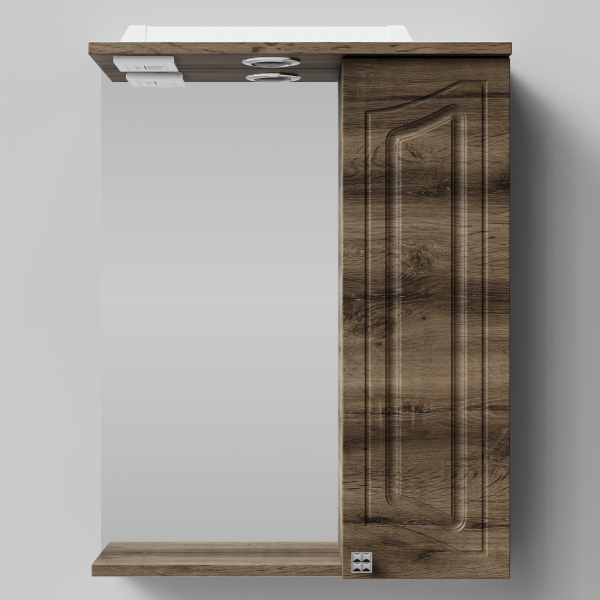 Шкаф-зеркало Vod-ok Адам 55 цвет дуб крымский коричневый правое