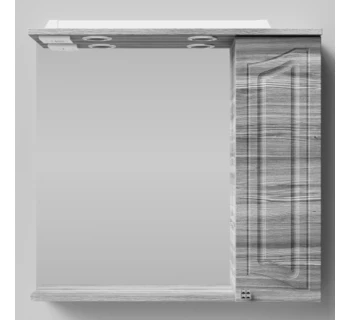 Шкаф-зеркало Vod-ok Адам 75 цвет лиственница структурная контрастно-серая правое