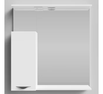 Шкаф-зеркало Vod-ok Марко 75 ручки Черные цвет белый глянец левый