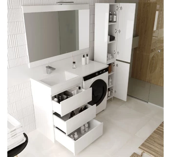 Тумба с раковиной над стиральной машиной Style Line Даллас 120 три ящика цвет белый