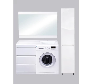 Тумба с раковиной над стиральной машиной Style Line Даллас 120 три ящика цвет белый