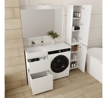 Тумба с раковиной над стиральной машиной Style Line Даллас 110 цвет белый