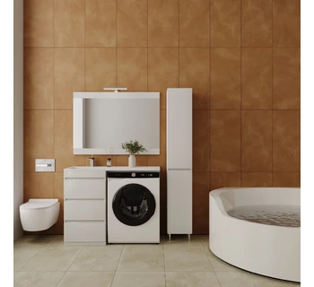 Тумба с раковиной над стиральной машиной Style Line Даллас 110 три ящика цвет белый