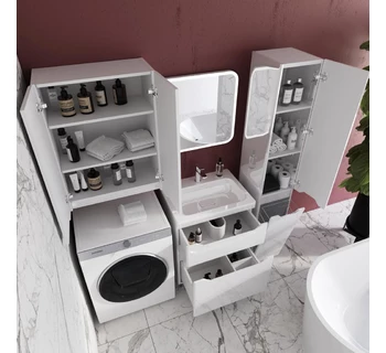 Тумба с раковиной Style Line Марелла 60 антискрейтч цвет белый глянец