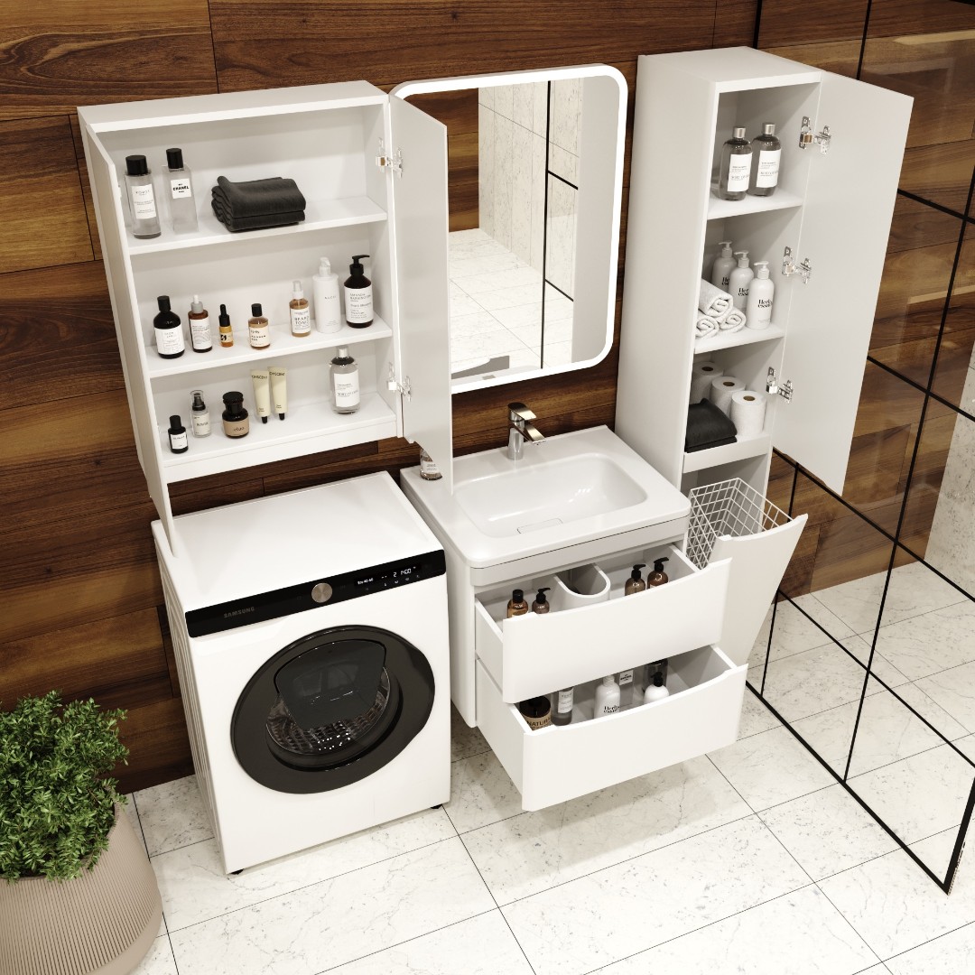 Тумба с раковиной подвесная Style Line Бергамо мини 60 цвет белый